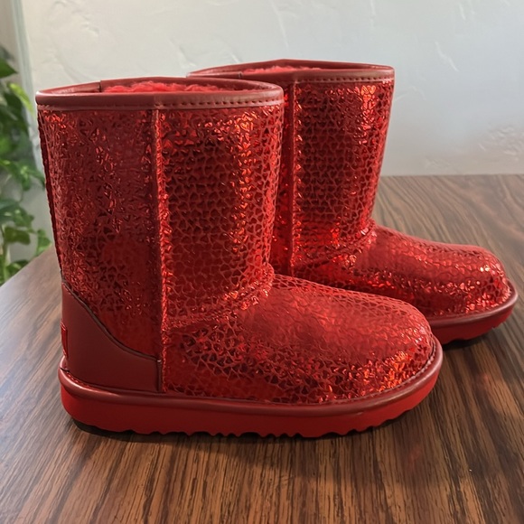 Uggs Red Sparkling Sequin Winter Boots - Picture 3 of 5